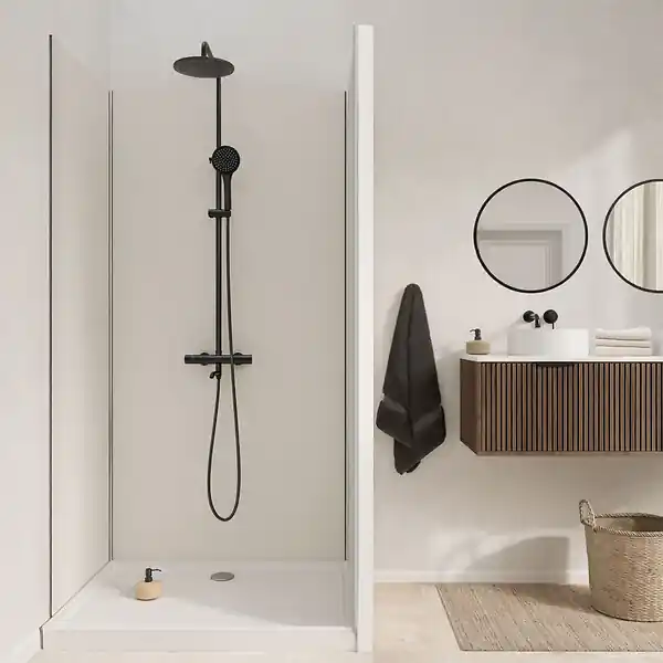 Jusqu'à Épuisement Des Stocks Pack 3 Panneaux Muraux Aluminium Ivoire 90+120+90x210 cm avec Profilés Chrome - WALL‘IT AURLANE