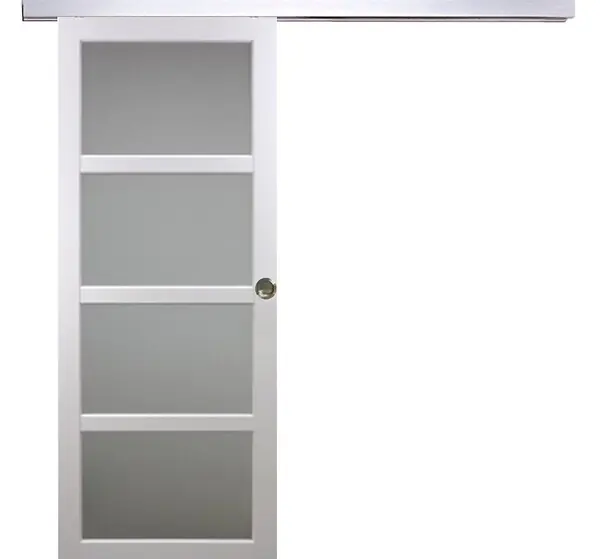 Usine Directe Porte Coulissante Tana blanc Vitrée H204 x L93 cm, Rail Alu, Coquilles GD MENUISERIES
