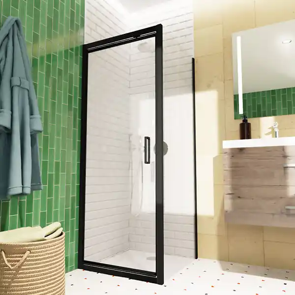 Swiss Aqua Technologies TEX-C ensemble porte compact/paroi 80x100cm anticalcaire avec profilés noir mat (SATTEXC80S100C) Top Vente