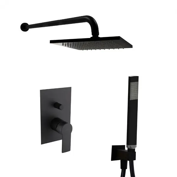 Commande En Gros Swiss Aqua Technologies by Paffoni Set de douche tout en 1 avec douche de tête 20cm + Douchette 1 jet, Noir mat (SATBSBW215-SET)