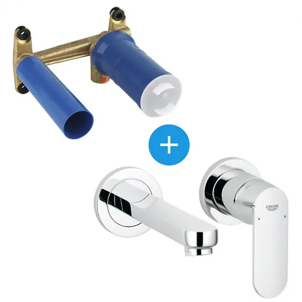 Seulement Aujourd'hui Eurosmart Cosmopolitan Set Mitigeur de lavabo encastré mural Chrome Taille S + Corps d‘encastrement (19381000-SET) GROHE