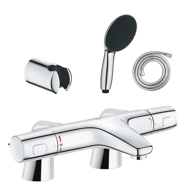 Pack mitigeur bain douche thermostatique Precision Trend + douchette ronde 2 jets + flexible + support GROHE Jusqu'à Épuisement Des Stocks