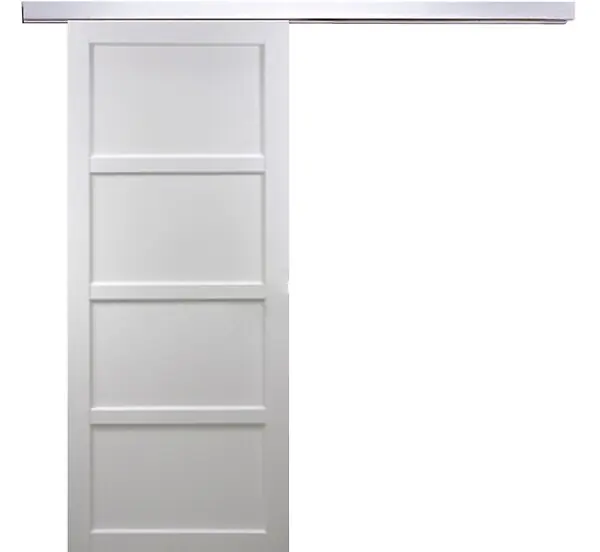 Haute Qualité Porte Coulissante Tamera blanc 4 panneaux H204 x L93 cm, Rail Alu GD MENUISERIES