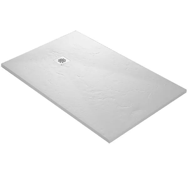 Receveur de douche blanc 140 x 90 cm en résine aspect ardoise - grille carrée U-TILE Meilleur Choix