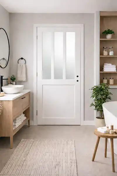 Prix Promo Bloc Porte Atelier BLANC vitre depoli H204 x L73 cm Côte Tableau P.Droit GD MENUISERIES