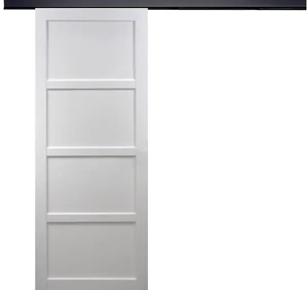 Porte Coulissante Tamera blanc 4 panneaux H204 x L93 cm, Rail Alu bandeau noir GD MENUISERIES Offre Spéciale