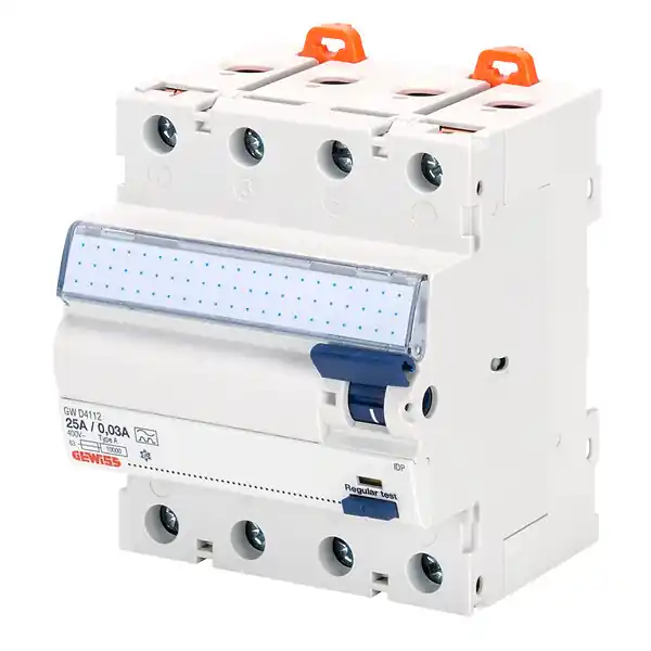Interrupteur différentiel tétrapolaire 63 A instantané 4 modules 30 mA type AIR neutre à gauche - GEWISS - GWD4357 Commander Vite