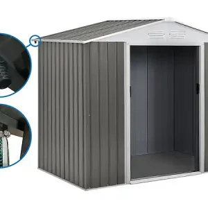 Abri jardin métal "Dallas"- 2.71m² avec gouttières - Taupe HABITAT ET JARDIN Affaire À Saisir