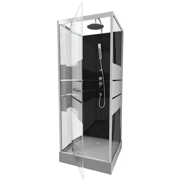 Cabine de douche Study carrée - Noir - 70x70x225cm AURLANE Nouveauté