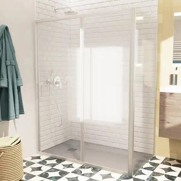 Swiss Aqua Technologies TEX BB ensemble porte coulissante/paroi 140x100cm anticalcaire avec profilés chrome brillant (TEXDBB140S100-SET) Top Vente