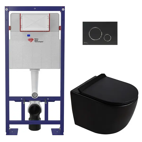 Pack WC bâti-support autoportant + WC suspendu sans bride Ceramia PixL avec abattant SoftClose + plaque (STCEPXBMT02-U) SWISS AQUA TECHNOLOGIES Meilleur Choix