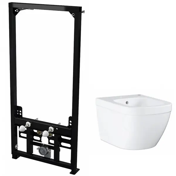 Alca Pack Bâti support pour bidet suspendu + Bidet suspendu Grohe, blanc alpin (SetBidetGrohe-1) Nouvelle Collection
