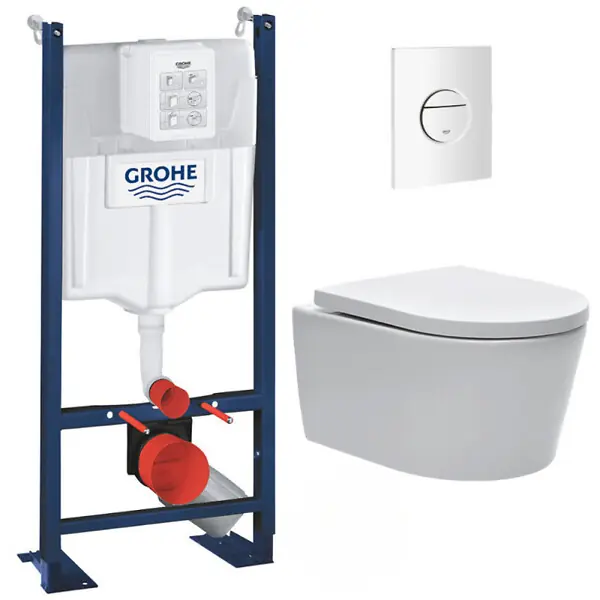 Grohe Pack WC Rapid SL autoportant + WC sans bride SAT, fixations cachées + Plaque Nova Usine Directe