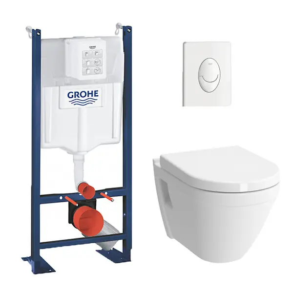 Grohe Pack WC Rapid SL autoportant + cuvette sans bride Swiss Aqua Technologies, fixations cachées + plaque Skate Air blanche Meilleur Prix