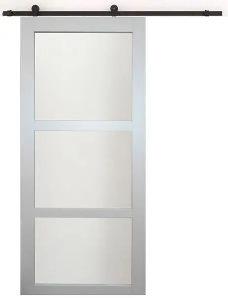 Porte Coulissante Greyria Gris Clair Vitrée H204 x L73 cm, Rail roulettes GD MENUISERIES Offre Exclusive