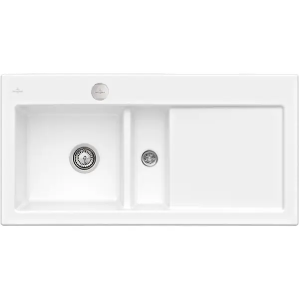 Evier 1 bac et demi avec egouttoir a droite Subway Pure 60 100 x 51 cm Blanc sans vidage VILLEROY ET BOCH Meilleur Prix