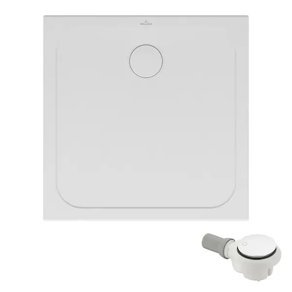 Authentique Receveur de douche antidérapant 80 x 80 Lifetime Plus Cerasoft céramique blanc + Bonde blanc VILLEROY ET BOCH