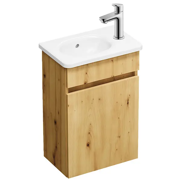 Pack meuble suspendu lave-mains Joline chêne + Robinet lave-mains eau froide Duravit Wave Chromé brillant BURGBAD Meilleur Choix