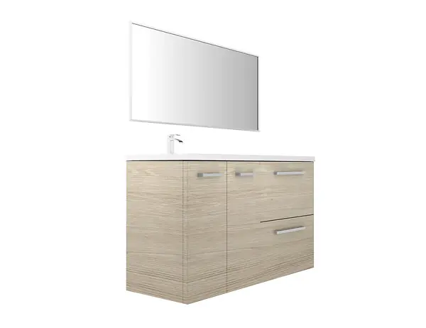 Meuble de salle de bain gauche chêne clair H.70xL.120xP.45cm VIF Seulement Aujourd'hui
