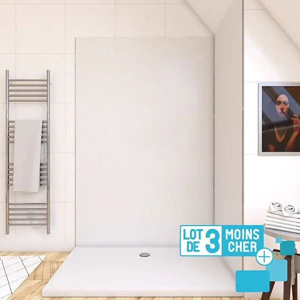 Dernière Chance LOT de 3 Panneaux Muraux pour salle de bains en Aluminium Blanc - 120x210cm - WALL‘IT AURLANE